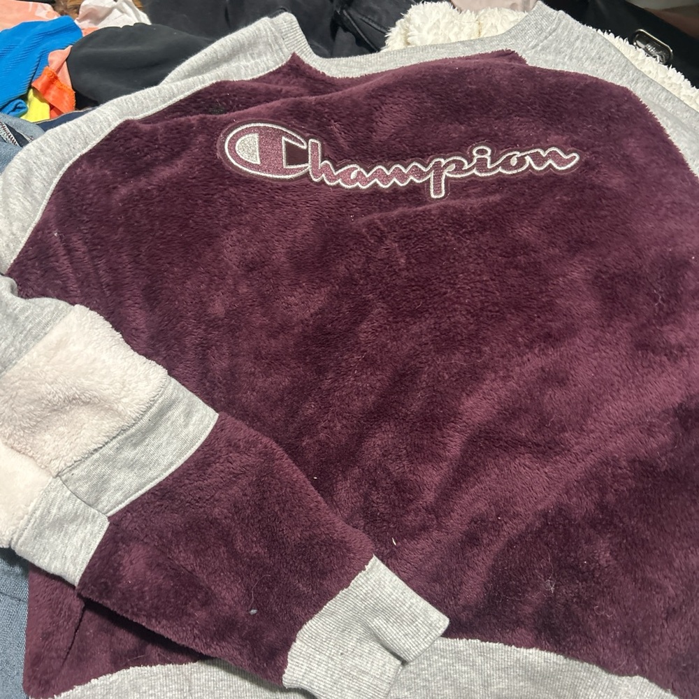 Champion Purple and Gray Crewneck Sweater